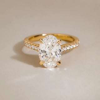 Round Halo, Pave & Split Shank Engagement Ring – 1.93 CT Lab Grown Diamond