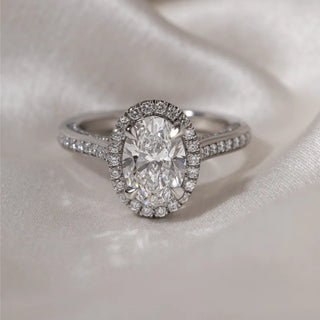 Round Halo, Pave & Split Shank Engagement Ring – 1.93 CT Lab Grown Diamond