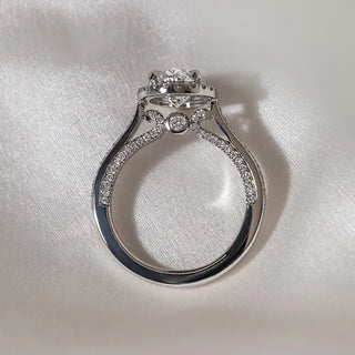 Round Halo, Pave & Split Shank Engagement Ring – 1.93 CT Lab Grown Diamond