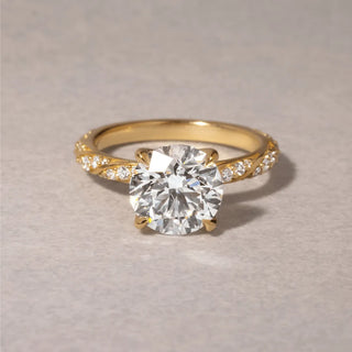 Round Halo, Pave & Split Shank Engagement Ring – 1.93 CT Lab Grown Diamond
