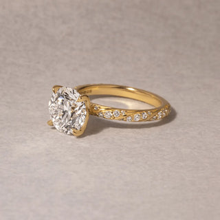 Round Halo, Pave & Split Shank Engagement Ring – 1.93 CT Lab Grown Diamond