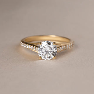 Round Halo, Pave & Split Shank Engagement Ring – 1.93 CT Lab Grown Diamond