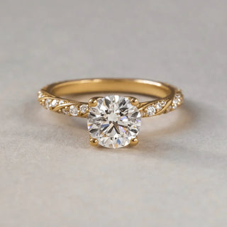 Round Halo, Pave & Split Shank Engagement Ring – 1.93 CT Lab Grown Diamond