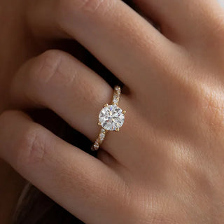 Round Halo, Pave & Split Shank Engagement Ring – 1.93 CT Lab Grown Diamond