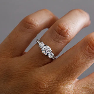 Round Halo, Pave & Split Shank Engagement Ring – 1.93 CT Lab Grown Diamond