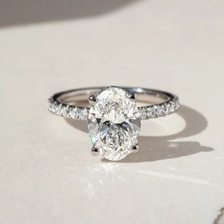 Round Halo, Pave & Split Shank Engagement Ring – 1.93 CT Lab Grown Diamond