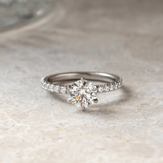 Round Halo, Pave & Split Shank Engagement Ring – 1.93 CT Lab Grown Diamond