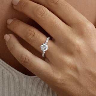 Round Halo, Pave & Split Shank Engagement Ring – 1.93 CT Lab Grown Diamond