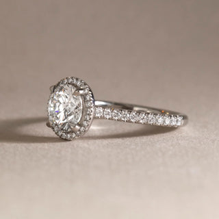 Round Halo, Pave & Split Shank Engagement Ring – 1.93 CT Lab Grown Diamond