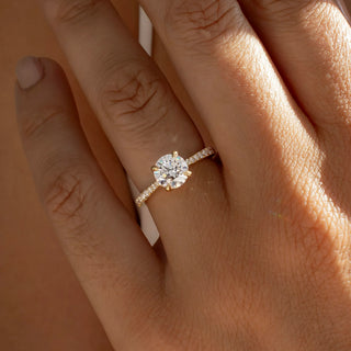 Round Halo, Pave & Split Shank Engagement Ring – 1.93 CT Lab Grown Diamond