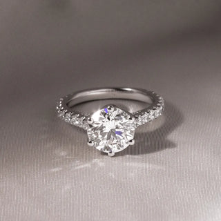 Round Halo, Pave & Split Shank Engagement Ring – 1.93 CT Lab Grown Diamond