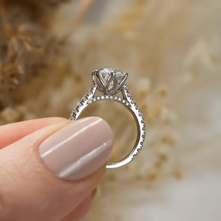 Round Halo, Pave & Split Shank Engagement Ring – 1.93 CT Lab Grown Diamond