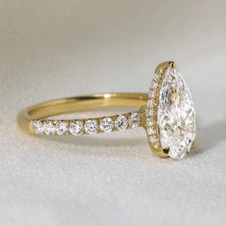 Round Halo, Pave & Split Shank Engagement Ring – 1.93 CT Lab Grown Diamond