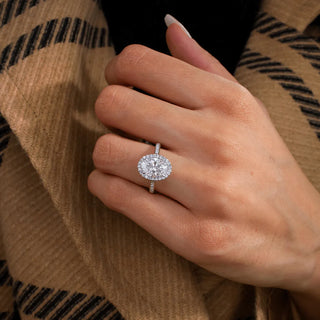 Round Halo, Pave & Split Shank Engagement Ring – 1.93 CT Lab Grown Diamond