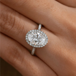 Round Halo, Pave & Split Shank Engagement Ring – 1.93 CT Lab Grown Diamond