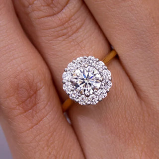 Round Halo, Pave & Split Shank Engagement Ring – 1.93 CT Lab Grown Diamond
