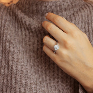 Round Halo, Pave & Split Shank Engagement Ring – 1.93 CT Lab Grown Diamond