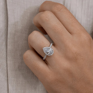 Round Halo, Pave & Split Shank Engagement Ring – 1.93 CT Lab Grown Diamond