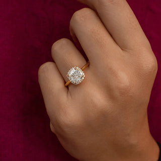Round Halo, Pave & Split Shank Engagement Ring – 1.93 CT Lab Grown Diamond