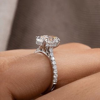 Round Halo, Pave & Split Shank Engagement Ring – 1.93 CT Lab Grown Diamond