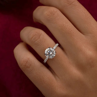 Round Halo, Pave & Split Shank Engagement Ring – 1.93 CT Lab Grown Diamond