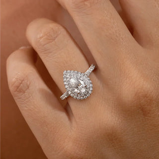 Round Halo, Pave & Split Shank Engagement Ring – 1.93 CT Lab Grown Diamond