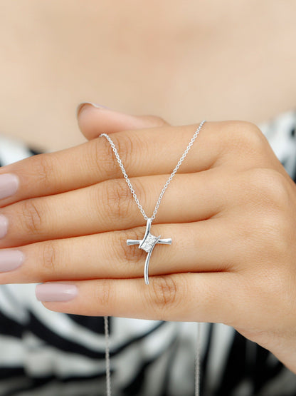 0.18 TCW Round Bypass Cross Moissanite Necklace