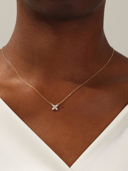 0.40 TCW Marquise Clover Moissanite Necklace