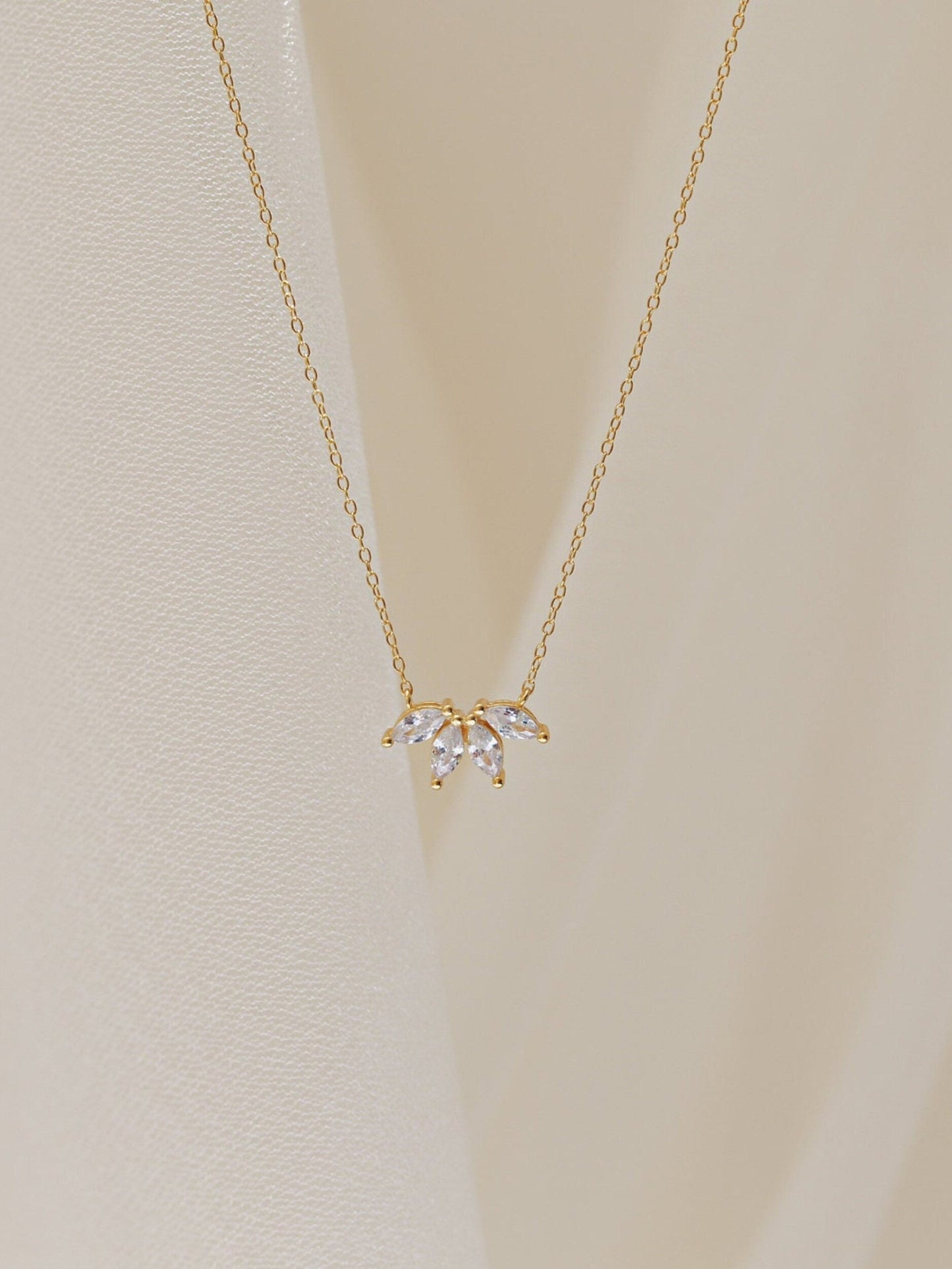 0.40 TCW Marquise Flower Petal Moissanite Necklace