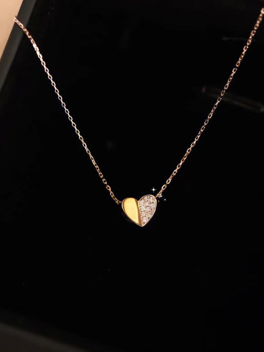 0.15 TCW Round Tiny Heart Moissanite Necklace