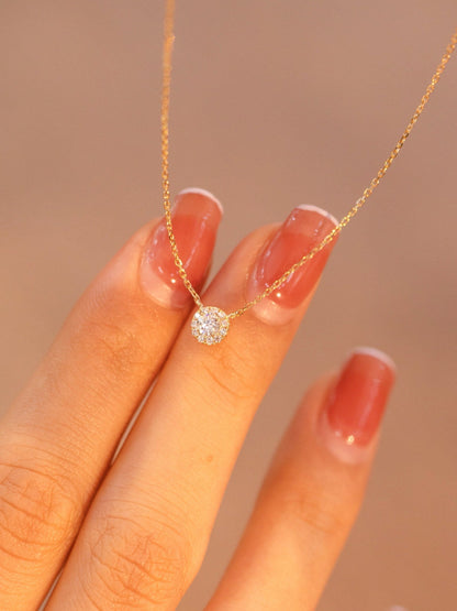 0.30 TCW Round Halo Moissanite Necklace