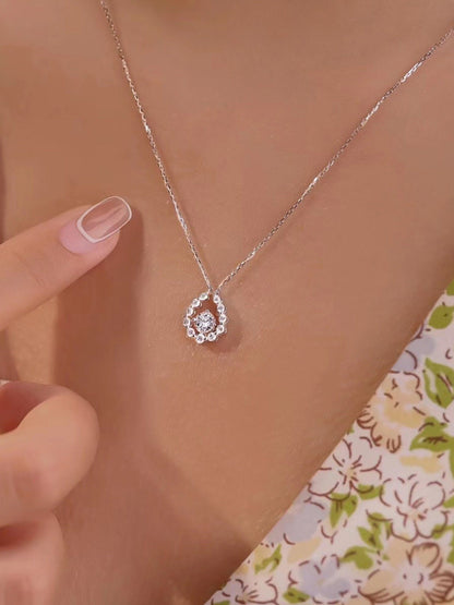 0.50 CT Round Halo Moissanite Necklace