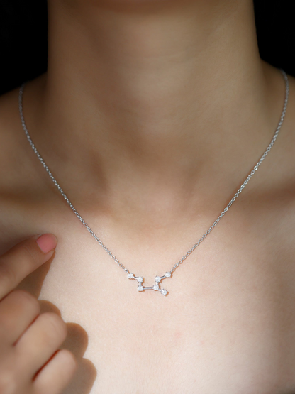 0.63 TCW Round Virgo Zodiac Constellation Moissanite Necklace