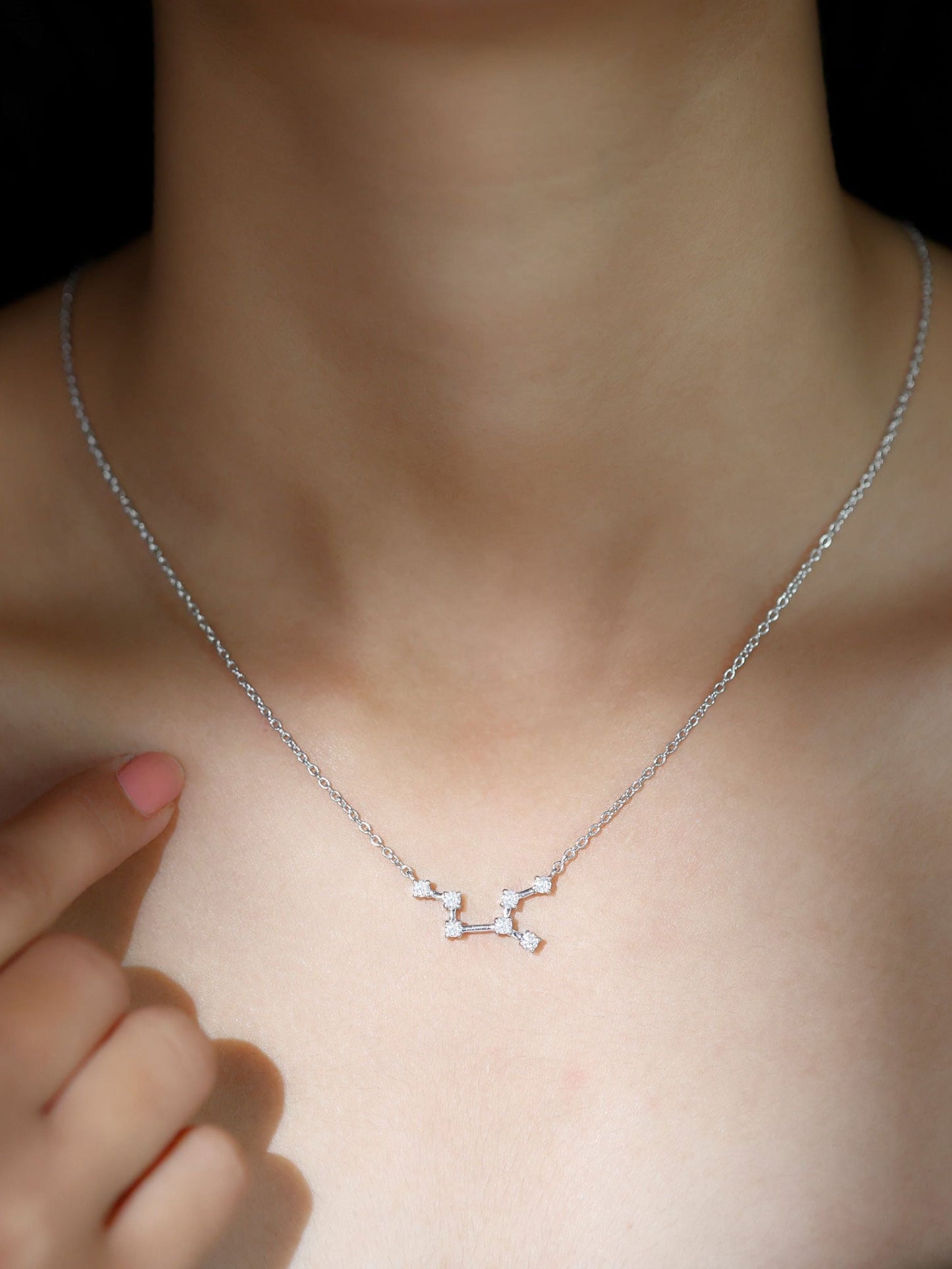 0.45 TCW Round Aries Constellation Moissanite Necklace