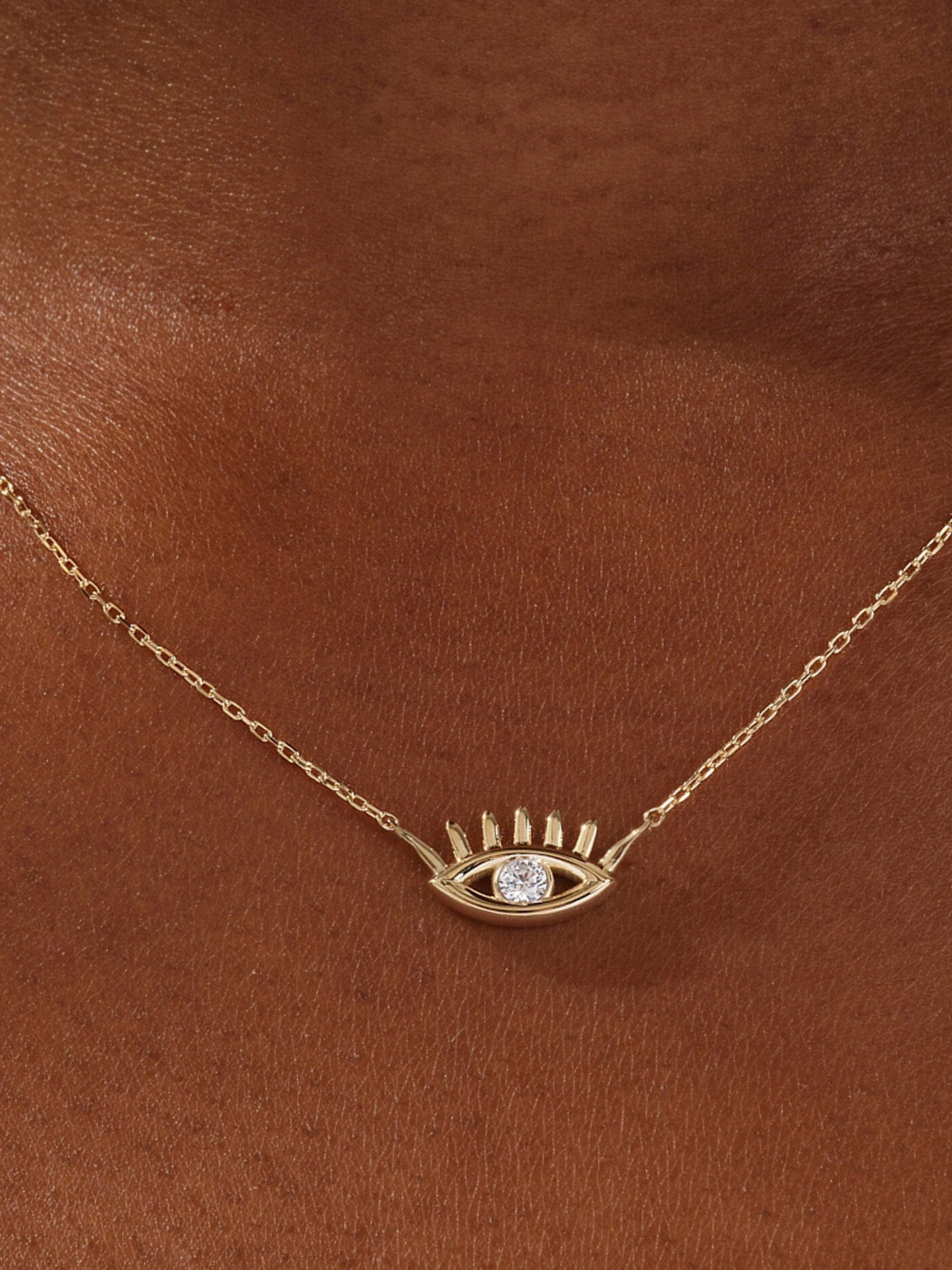 0.10 CT Round Evil Eye Moissanite Necklace