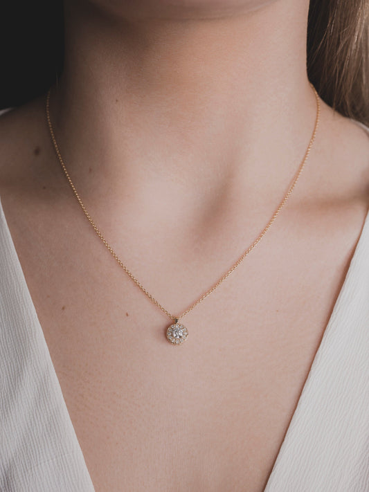 0.20 CT Round Halo Moissanite Necklace