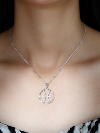 0.55 TCW Round Zodiac Sign Moissanite Necklace 1