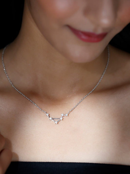 0.54 TCW Round Libra Constellation Moissanite Necklace