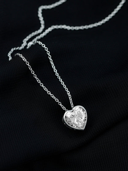 2.10 CT Heart Bezel  Moissanite Necklace