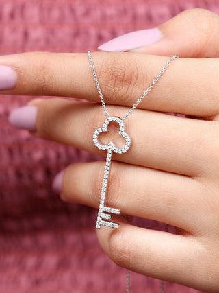 0.81 TCW Round  Key Moissanite Necklace 1