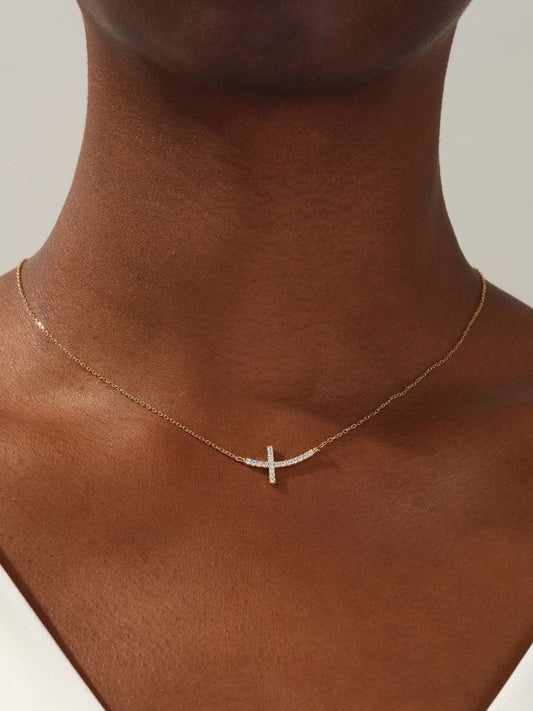 0.27 TCW Round Cross Moissanite Necklace