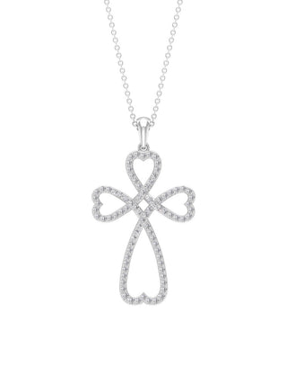 1.24 TCW Round Open Cross Heart Moissanite Necklace 1