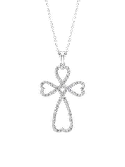 1.24 TCW Round Open Cross Heart Moissanite Necklace