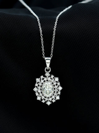 1.0 TCW Oval Halo  Moissanite Necklace 1