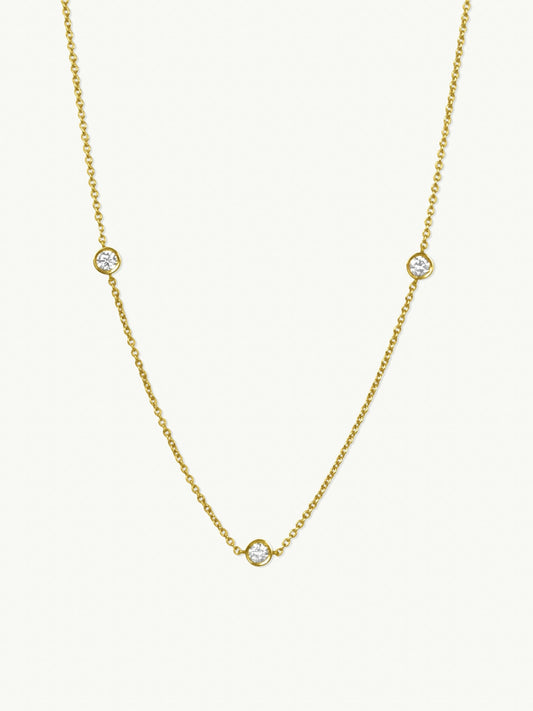 0.70 TCW Round Dainty Moissanite Necklace