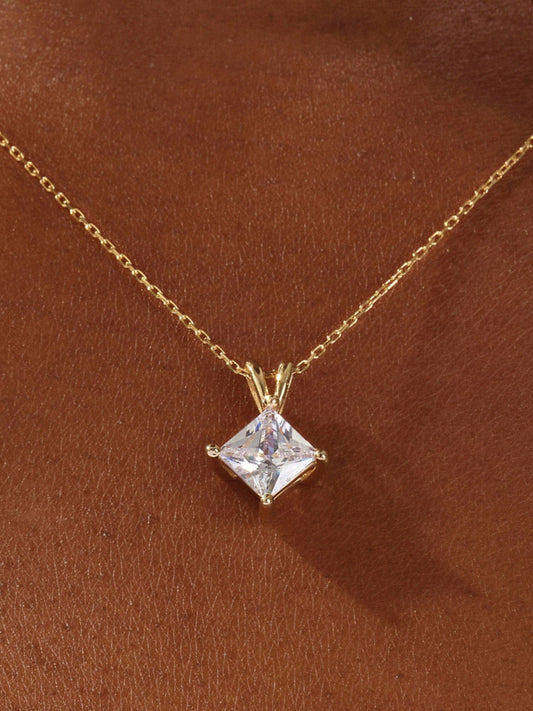 1.0 CT Princess Solitaire Moissanite Necklace