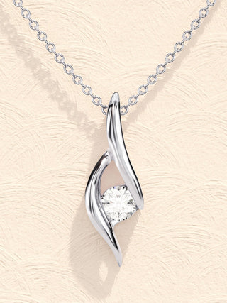 0.10 CT Round Solitaire Moissanite Necklace 1