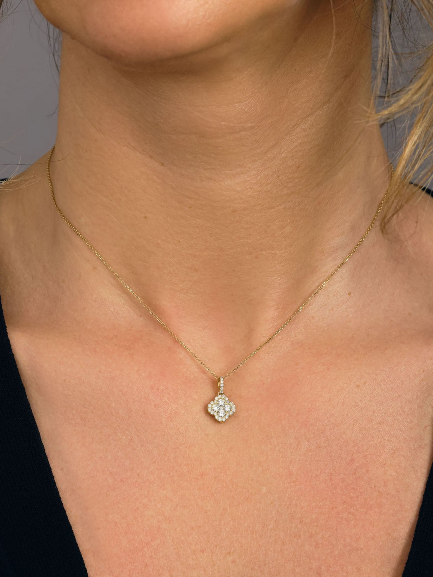 0.50 TCW Round Clover Moissanite Necklace