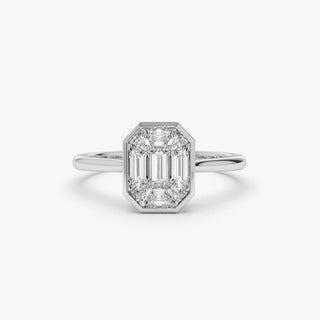 Emerald Pave Engagement Ring – 1 CT Lab Grown Diamond