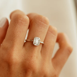 Emerald Pave Engagement Ring – 1 CT Lab Grown Diamond